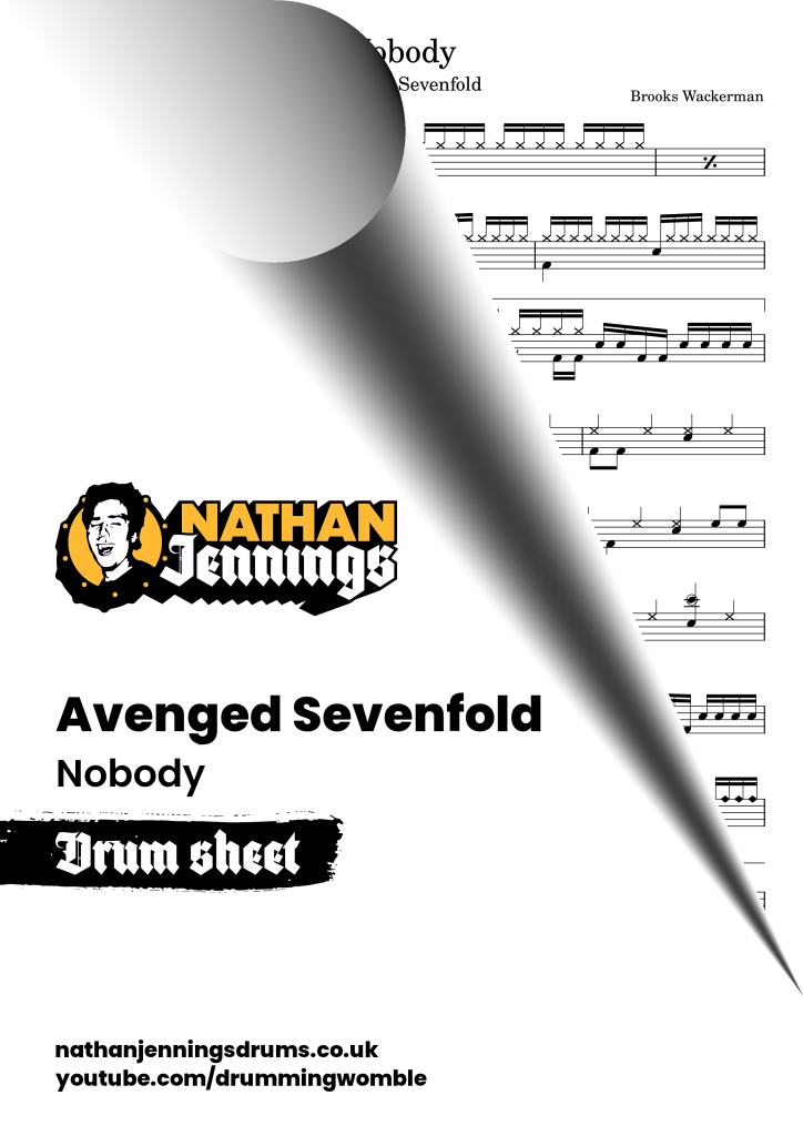 Avenged Sevenfold - Nobody - Drum Sheet